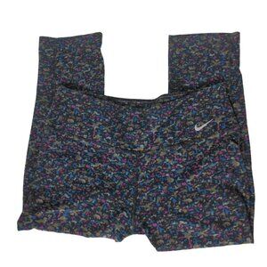 Nike Womens Dri Fit Cropped Leggings Medium Geometric Blue Purple Black